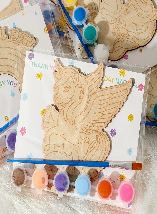 Winrayk 12 Sets Unicorn Party Favors Birthday Supplies Unicorn Craft Painting Kits for Girls, Unfinished Wood Crafts Gift Bag Card Paint Sets, Goodie Bag Stuffers Girls Birthday Party Favors Supplies - Image 2
